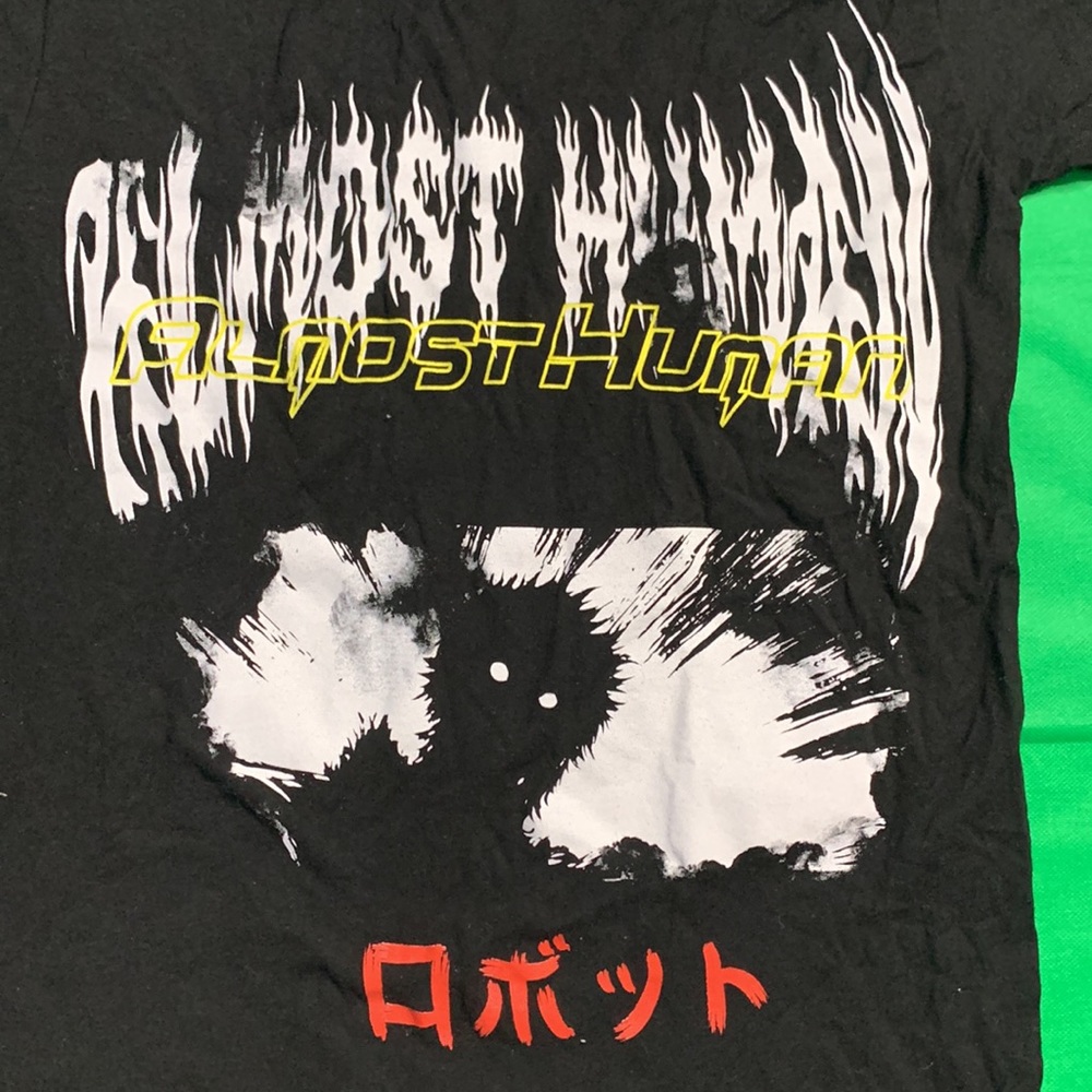 Almost Human black graphic anime t shirt! in excellent condition Size: Small